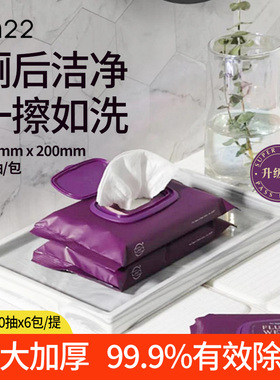 ch22小紫巾湿厕纸便携装家用痔疮可用擦PP女性湿纸巾 1提6包