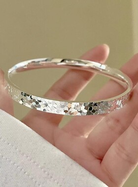 新款爆闪闭口碎冰冰手镯小众百搭简约轻奢手饰送闺蜜女友生日礼物