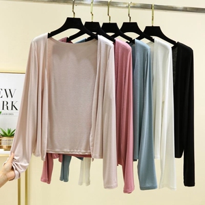 短款开衫女夏季长袖纯色披肩外套外穿莫代尔薄款外搭防晒衣空调衫