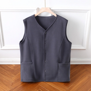 奥粒绒马甲加绒加厚男士无袖保暖内搭秋冬季中老年爸爸装马夹外套