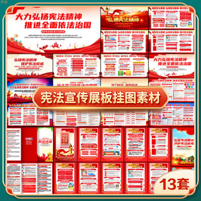 T069#弘扬宪法精神宪法日宣传知识展板宣传海报挂图PSD模版素材