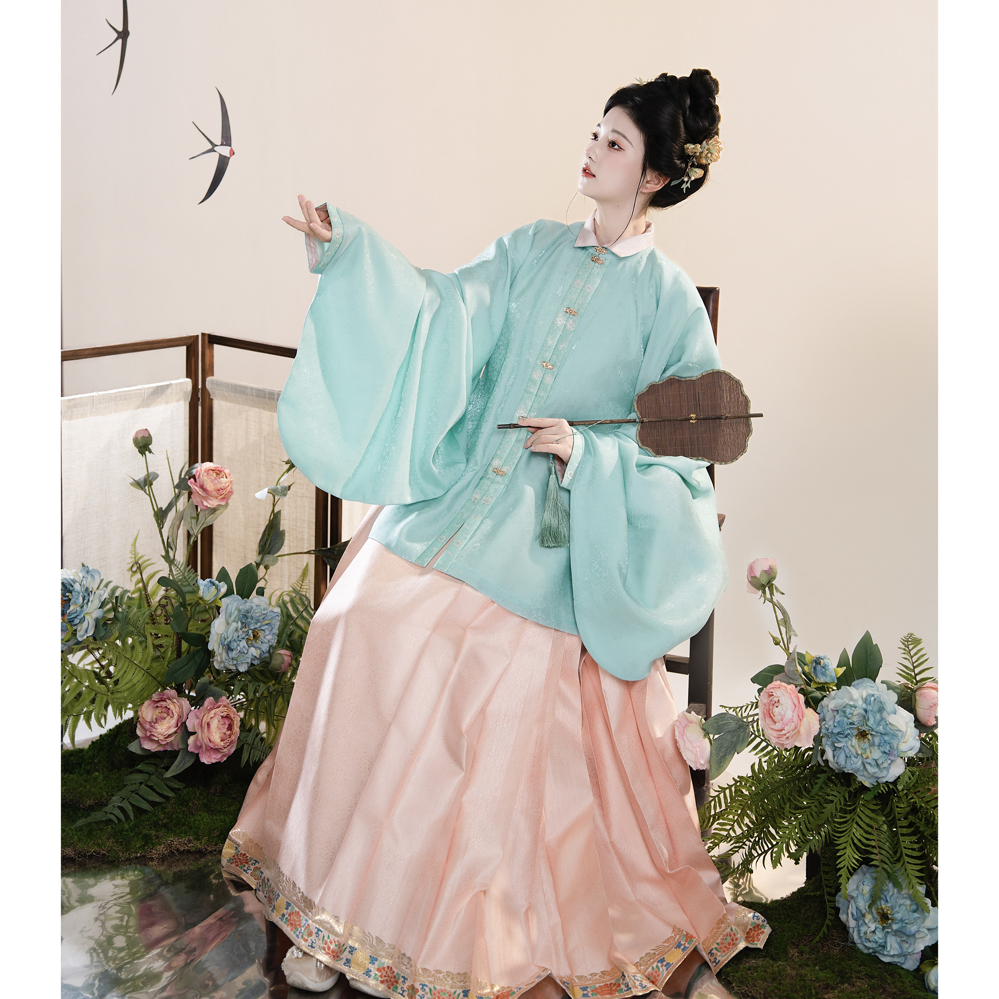 堂春三月碧云天原创明制立领对襟上衣日常可穿2026新款琵琶袖女士