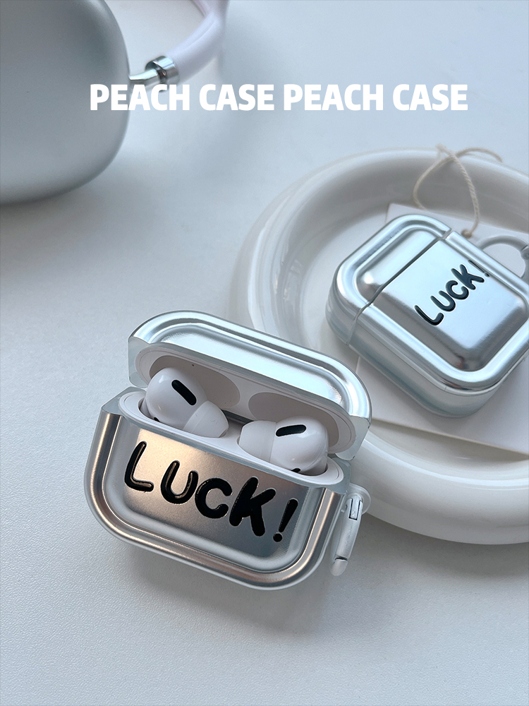 简约冷淡风LUCK英文适用于Airpods保护壳挂环Airpodspro2苹果耳机套airpods2无线蓝牙新款3代女日韩保护套软