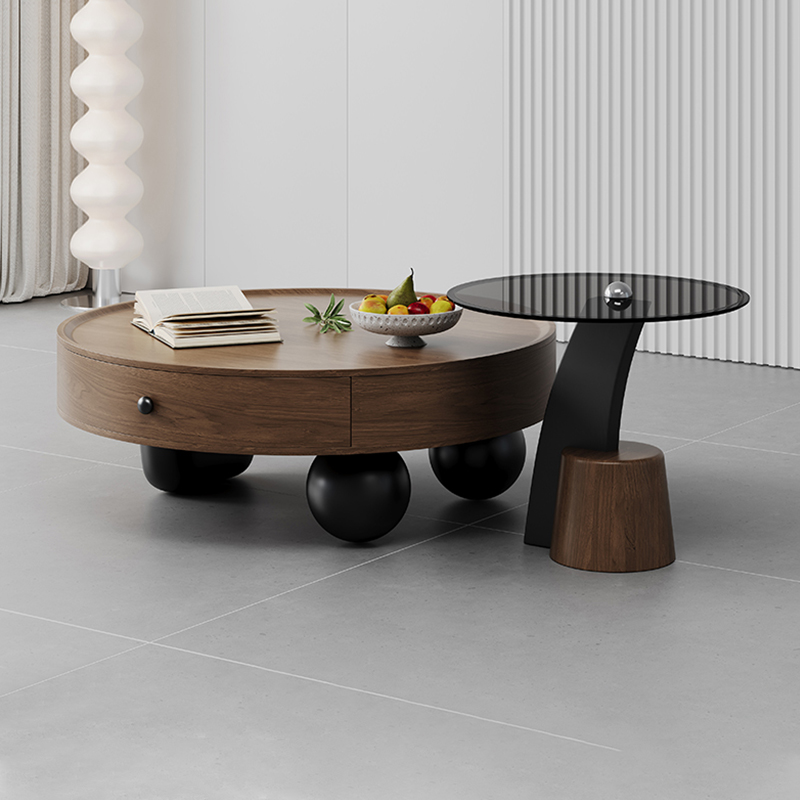 圆形茶几客厅家用意式极简轻奢