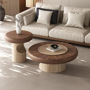 茶几客厅家用小户型中古风2026年新款轻奢高级感实木茶桌边几组合