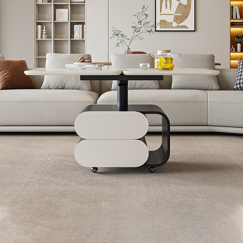 极简奶油风茶几家用可升降可移动