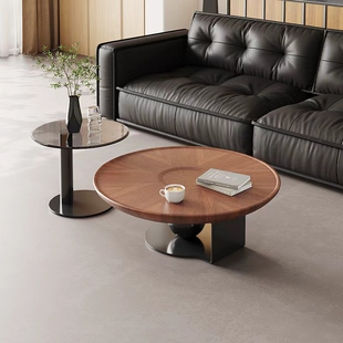 意式极简圆形创意茶几边几组合现代简约客厅家用小户型轻奢高级感
