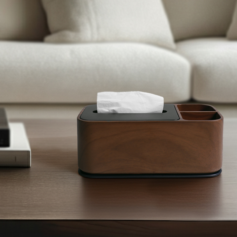 新款轻奢高级胡桃木纹色纸巾盒