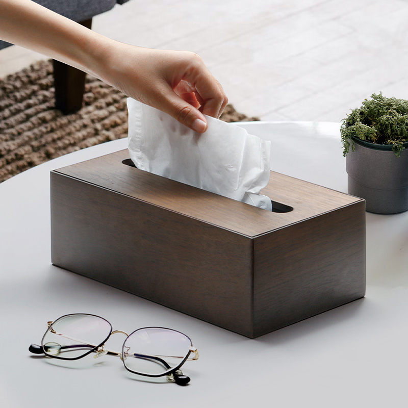 轻奢中式胡桃木色大抽纸盒