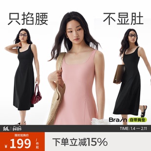 半练带胸垫连衣裙背心裙子新款百搭黑色长裙吊带裙打底显瘦小黑裙