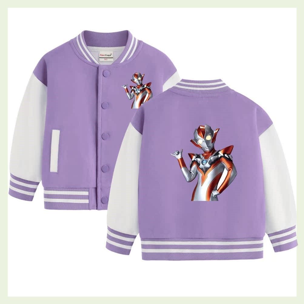 女孩运动棒球服女童奥特曼格丽乔加绒卫衣2025新款纯棉秋冬季外套