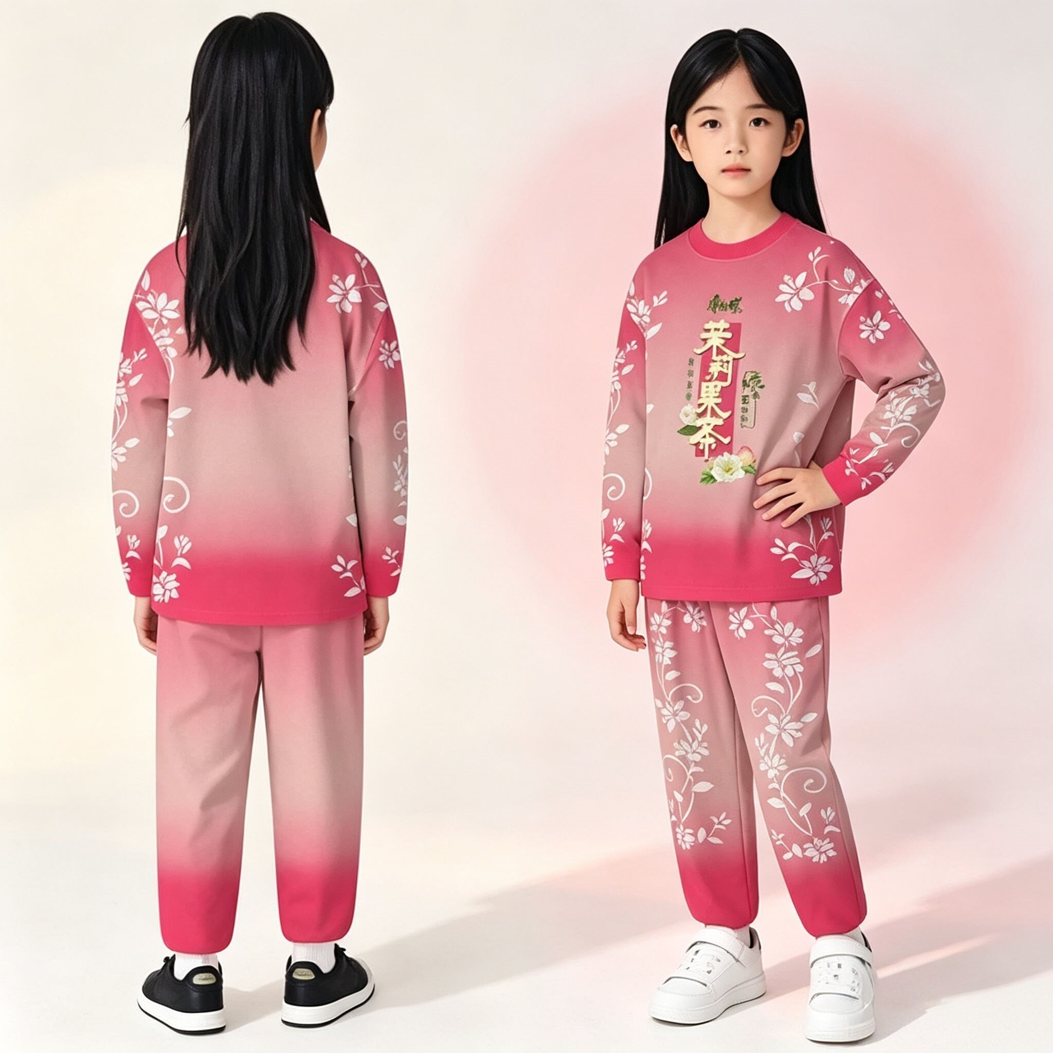 。儿童冰红茶衣服抽象搞怪套装长袖T恤套装男女大胆龙图空调服搞