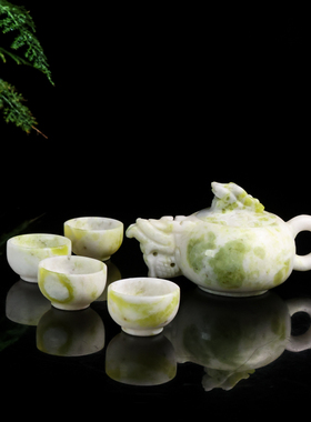 锦玉秀美玉祝福现代客厅玉雕茶壶