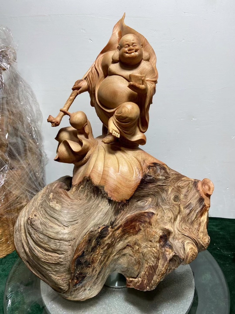 福建木雕根雕红木弥勒佛工艺品家居装饰摆件