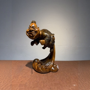 香樟木根雕木雕人物摆件会所公司办公室客厅乔迁祝福摆件