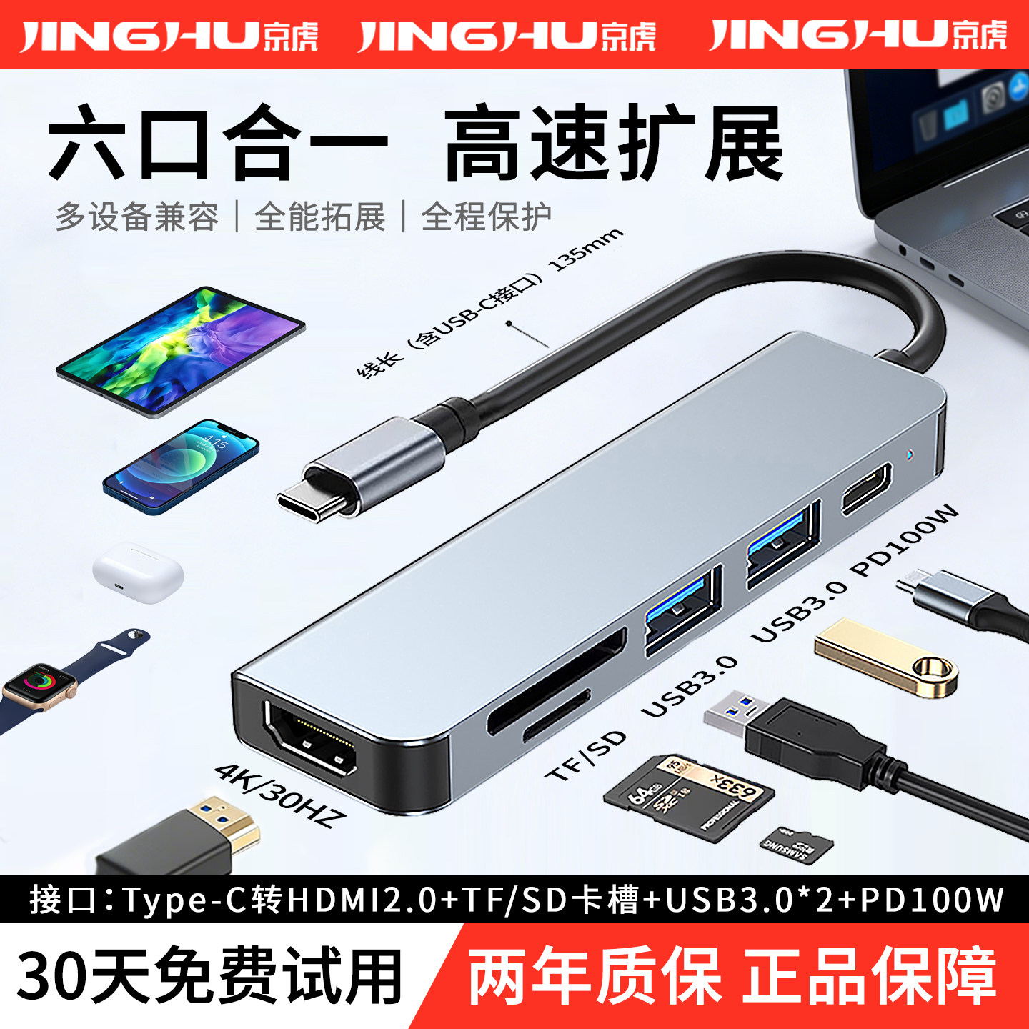 千兆网线口转接拓展坞typec扩展图片