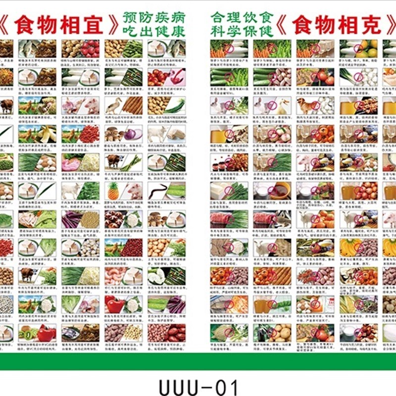 食物相宜相大挂图厨房蔬菜搭配表食物搭配禁忌物食图相克相宜克全