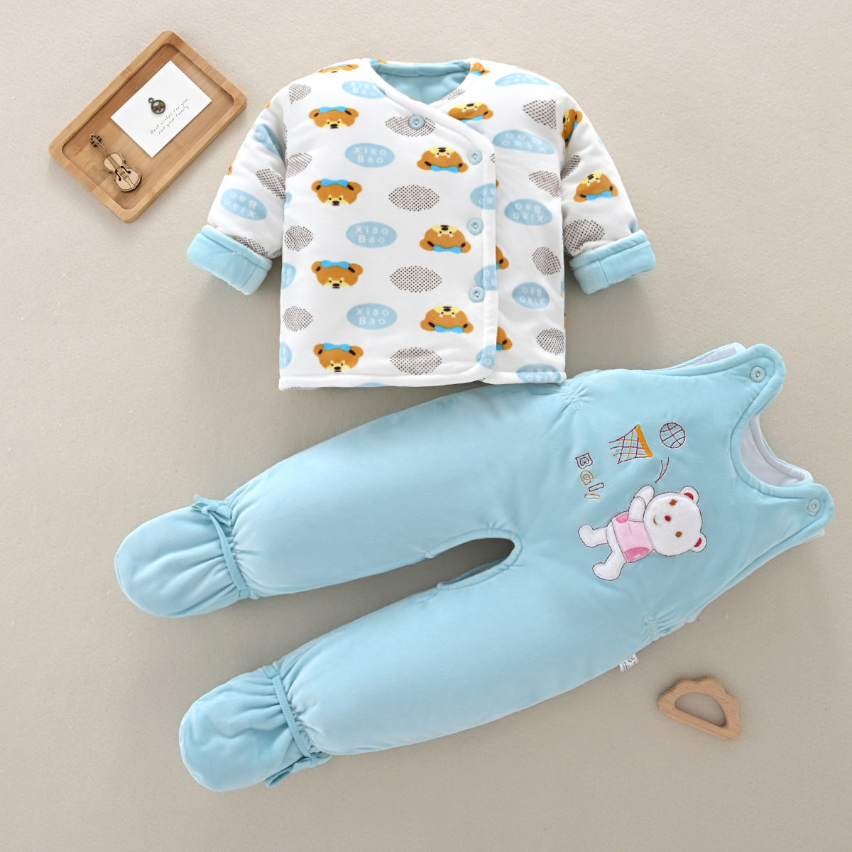 新生儿加厚保暖套装男女宝宝夹棉背带裤婴儿棉袄棉裤包脚棉衣两件,童装/婴儿装/亲子装,儿童运动套装,淘宝优惠券,粉丝福利购,淘宝优惠卷