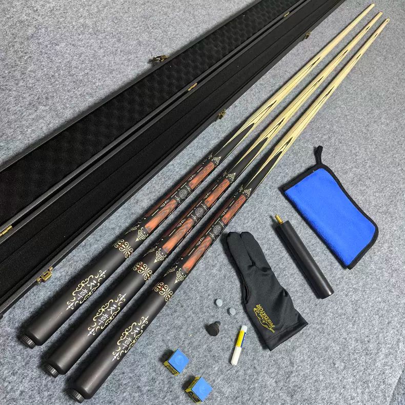 战神天尊台球杆小头手工杆一体通杆美式斯诺克黑八中式台球杆包直