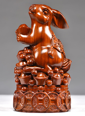 花梨木雕十二生肖摆件全套实木质鼠牛虎兔龙蛇马羊猴鸡狗猪工艺品