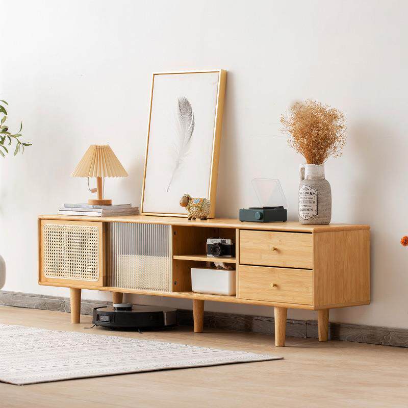 电视柜茶几组合小户型简约现代客厅原木色地柜实木日式移门储物柜