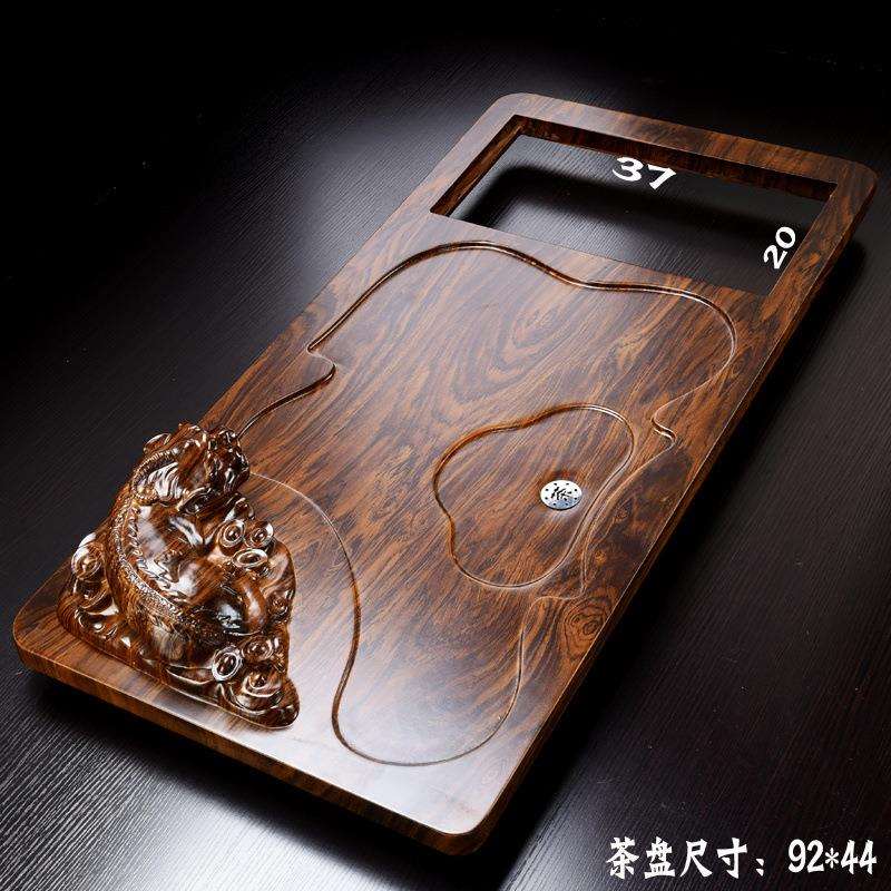 家用办公木质茶台茶海茶盘一体大中号直排储蓄长方形托盘送排水管