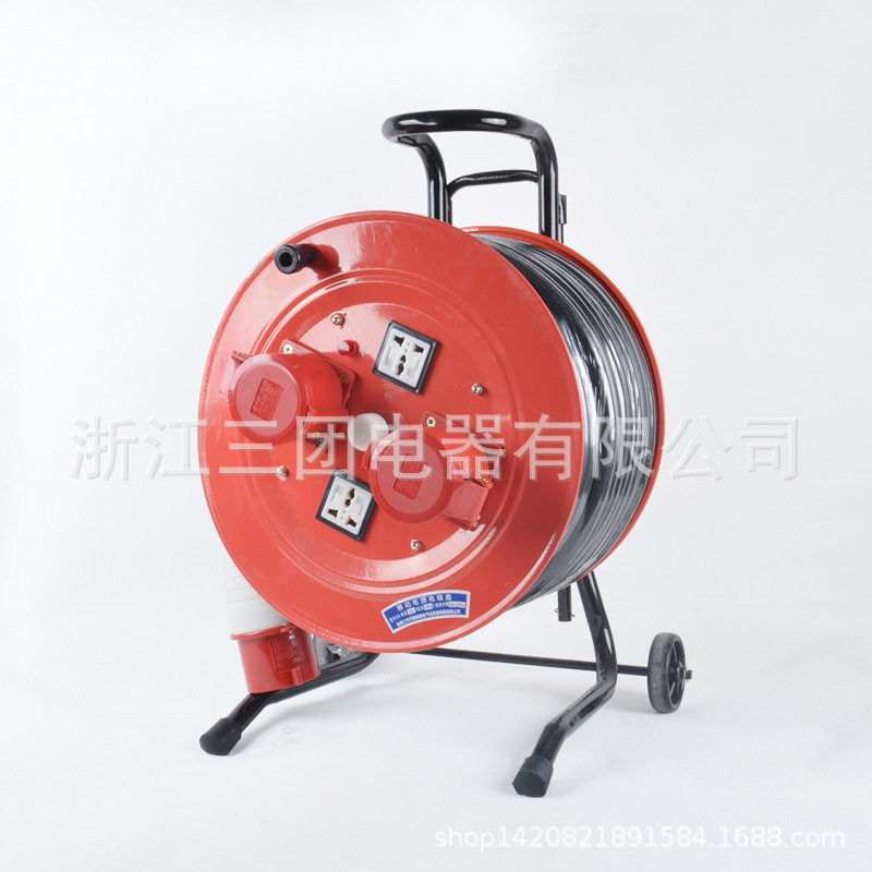 线缆盘便携式移动YDL-3*2.5手提拖线盘卷线盘防水圆形五孔航空插图片
