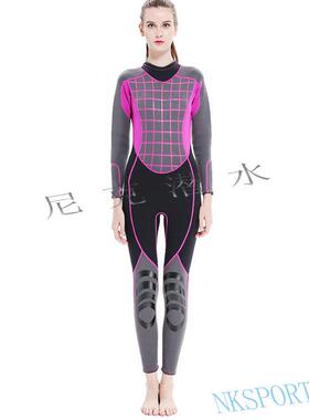 韩版女款连体潜水服修身保暖浮潜衣NEOPREN防寒衣氯丁橡胶冬泳衣