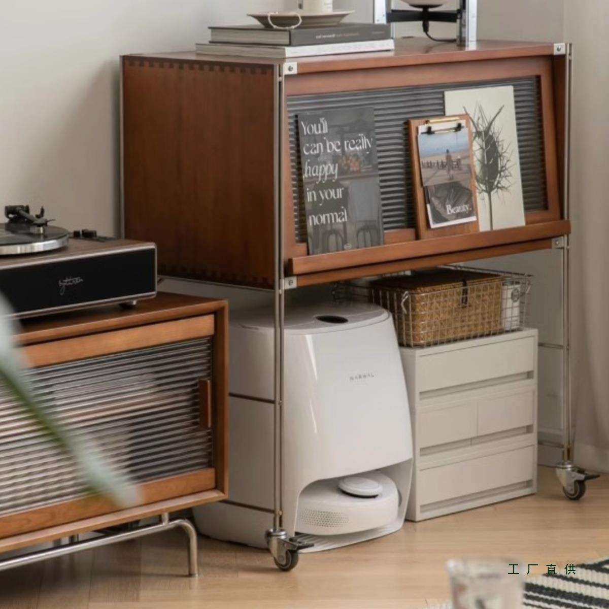 北欧客厅扫地机器人置物架日式家政收纳复古樱桃木书柜边柜可移动,畜牧/养殖物资,畜牧/养殖器械,淘宝优惠券,粉丝福利购,淘宝优惠卷