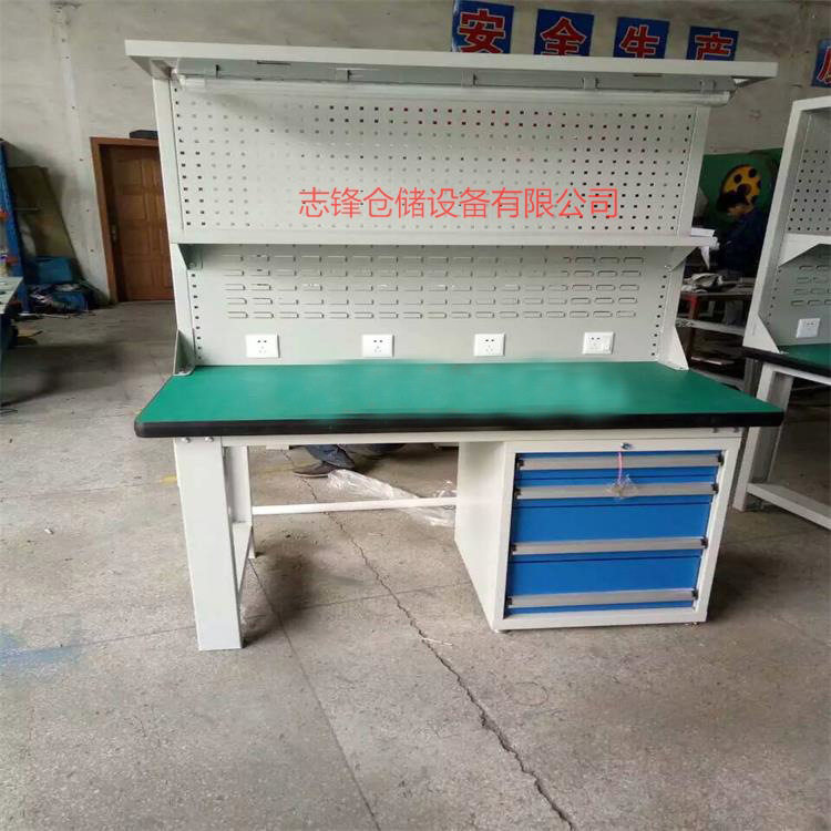重型防静电工作台维修桌钳工台钳工桌带挂板抽届工作台厂家