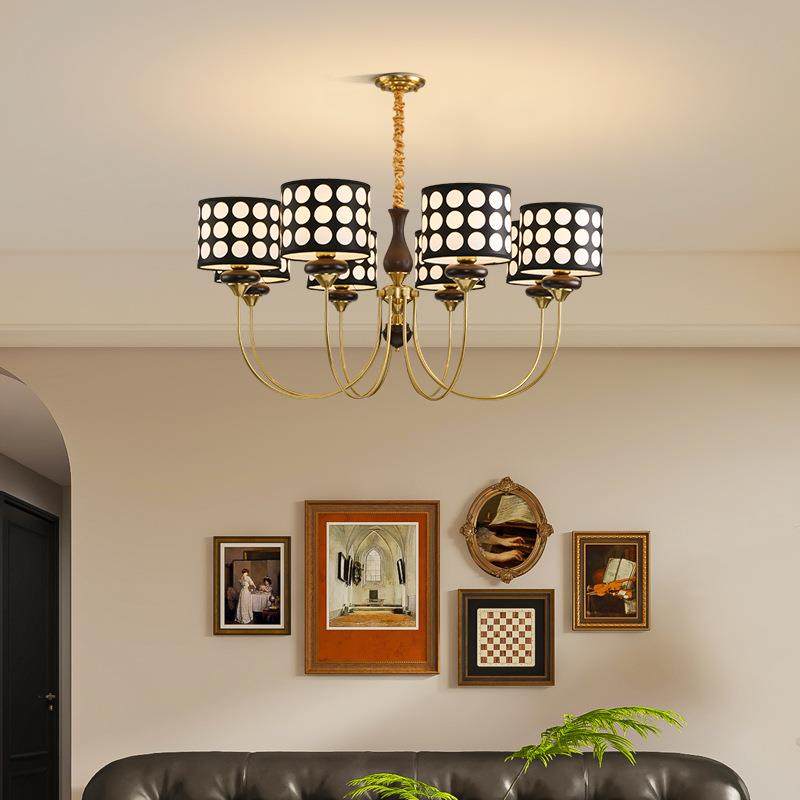 美式复古灯客厅灯书房卧室餐厅中古风吊灯法式简约创意胡桃木灯具