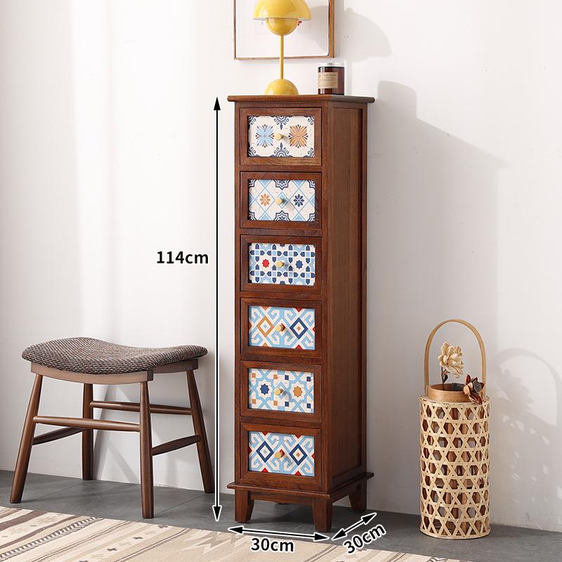 9C美式田园实木五斗柜客厅抽屉式储藏收纳柜卧室床头柜储物柜边角