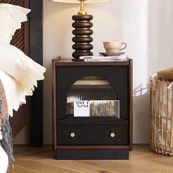 法式复古卧室实木床头柜美式简约收纳床边小柜子家用置物架储物柜