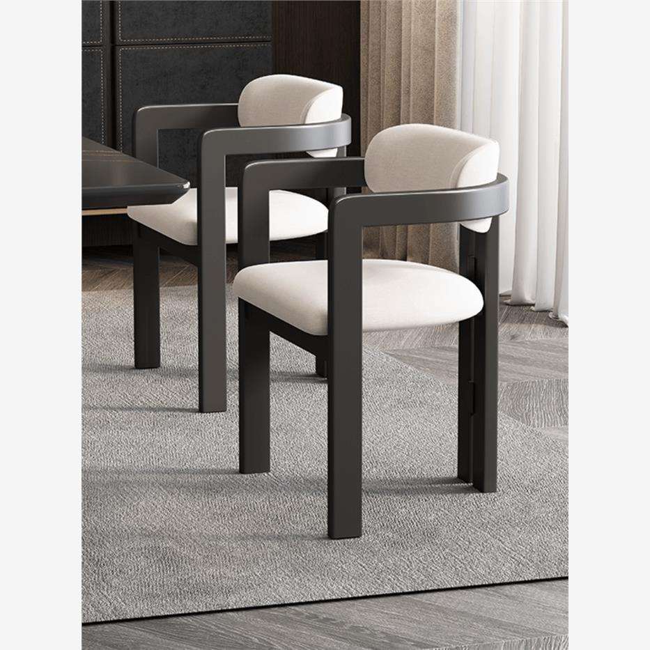 意式极简轻奢设计师实木餐椅家用简约现代茶椅餐厅高端餐桌椅书房