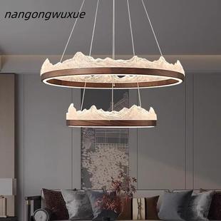 意式极简客厅吊灯2025新款高级感圆环冰山别墅餐厅茶室包房间灯具