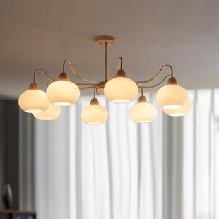 日式柿子客厅工作室复古主灯奶油风卧室书房灯原木风中古民宿吊灯