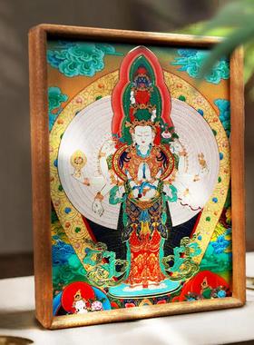 铜艺世家唐卡千手观音画像摆台