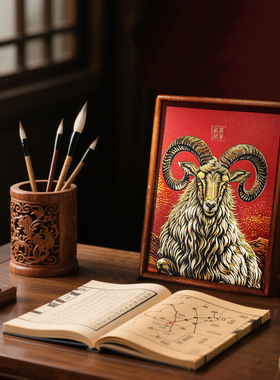 铜艺世家手工錾刻铜雕画12生肖羊十二生肖家居装饰画桌面摆件摆台