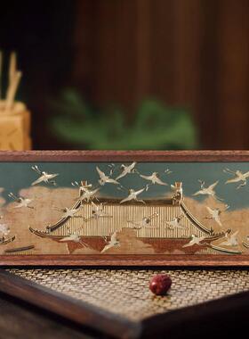 铜艺世家宋徽宗瑞鹤图铜雕画摆台