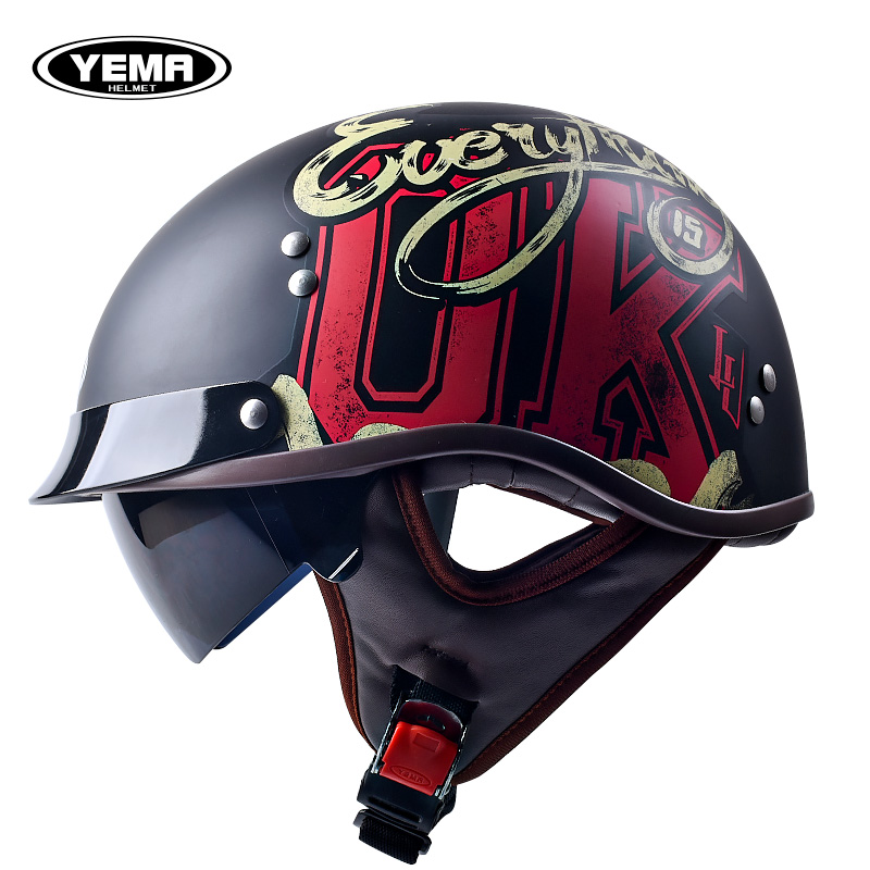 野马电动车头盔男女夏季瓢盔哈雷个性半盔四季通用复古机车安全帽