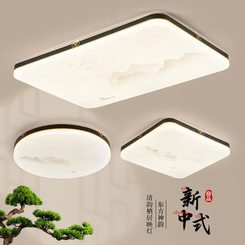 鼎嘉新中式铁艺亚克力客厅吸顶灯