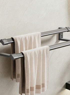 潜水艇毛巾架免打孔浴室浴巾挂杆高端新款单双杆卫生间置物收纳架
