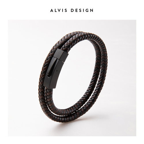 「ALVIS」复古真皮编织男士手绳