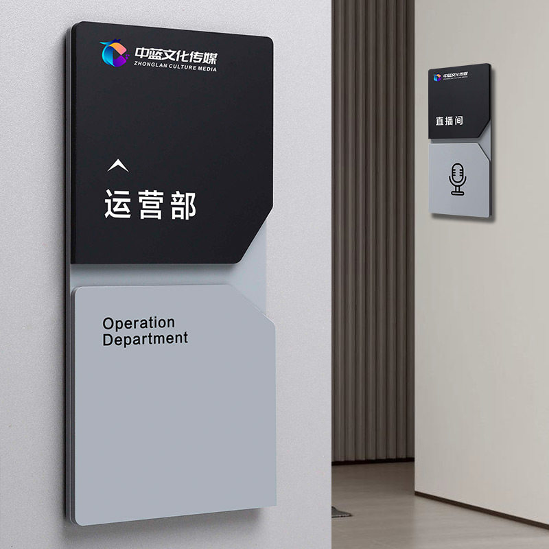 电商公司网红直播间标识牌运营客服设计部科室牌总经理办公室会议室门牌接待洽谈室门口标志牌亚克力标牌定制