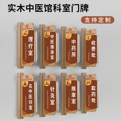 中医馆实木侧挂门牌科室牌定制