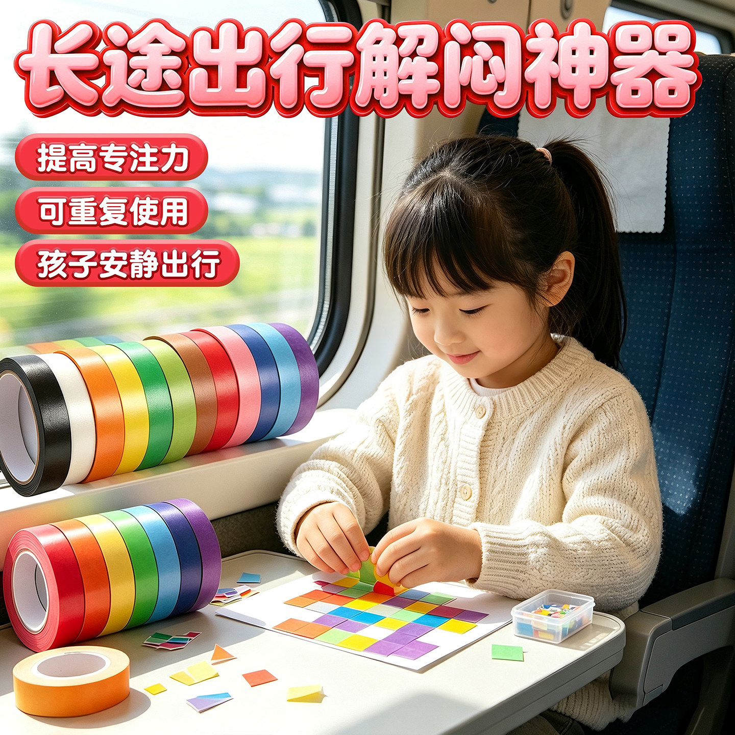 【高铁飞机带娃神器】宝宝旅行玩具火车打发时间儿童早教贴纸胶带