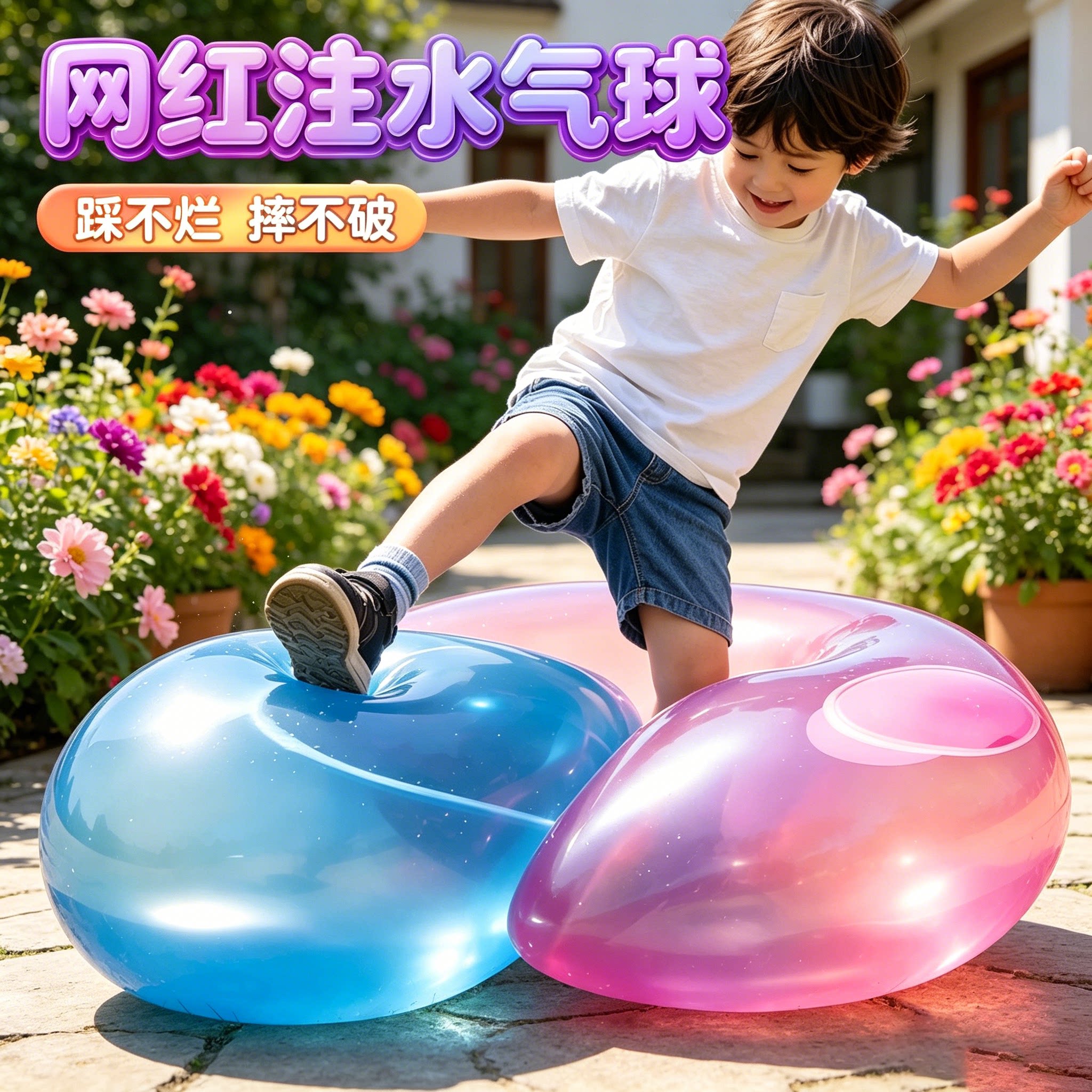 儿童超大水球泡泡球注水气球玩具充气拍拍球不破解压海边沙滩戏水