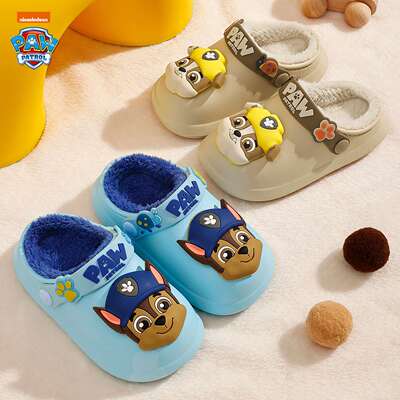 汪汪队卡通风儿童冬季防水棉拖鞋