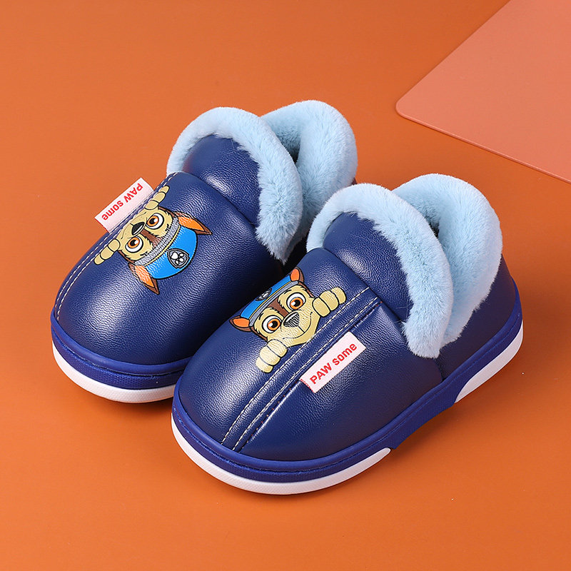 汪汪队儿童棉拖鞋包后跟男童冬季室内防滑女宝卡通家居包脚暖棉鞋