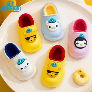 海底小纵队男童冬季新款防水棉鞋女孩卡通防滑加绒儿童包跟棉拖鞋